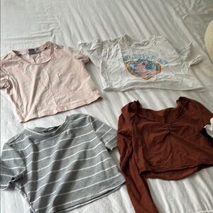 Assorted Crop Tops - Pink, White, Gray, Brown